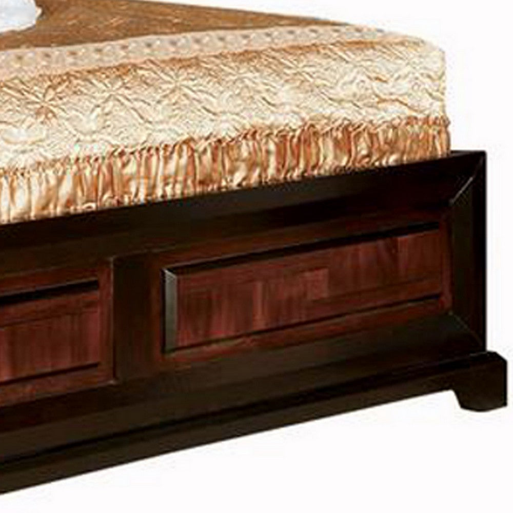 Queen Bedroom Set, Brown Wood, 3 Piece Set with 2 Nightstands