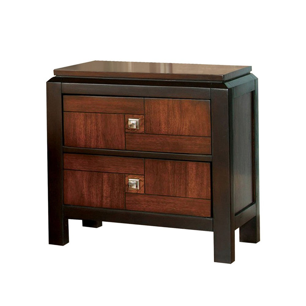 Queen Bedroom Set, Brown Wood, 3 Piece Set with 2 Nightstands