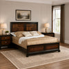 Queen Bedroom Set, Brown Wood, 3 Piece Set with 2 Nightstands