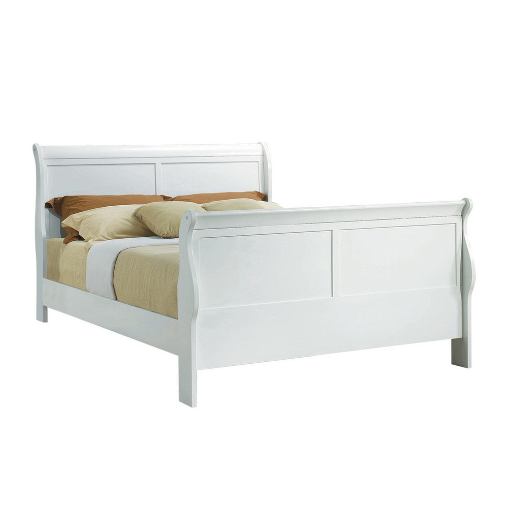 Queen Bedroom Set, White Wood, 3 Piece Set with 2 Nightstands