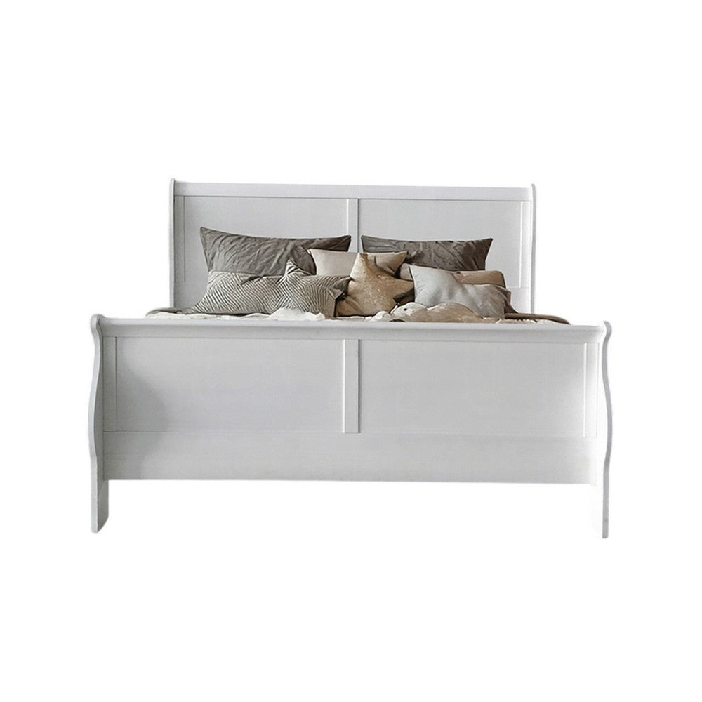 Queen Bedroom Set, White Wood, 3 Piece Set with 2 Nightstands