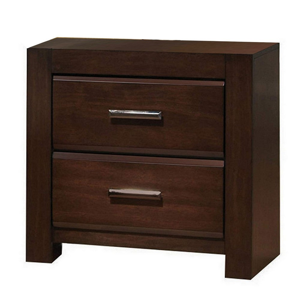 Queen Bedroom Set, Brown Wood, 3 Piece Set with 2 Nightstands