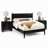 Queen Bedroom Set, Black Wood, 3 Piece Set with 2 Nightstands