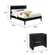 Queen Bedroom Set, Black Wood, 3 Piece Set with 2 Nightstands