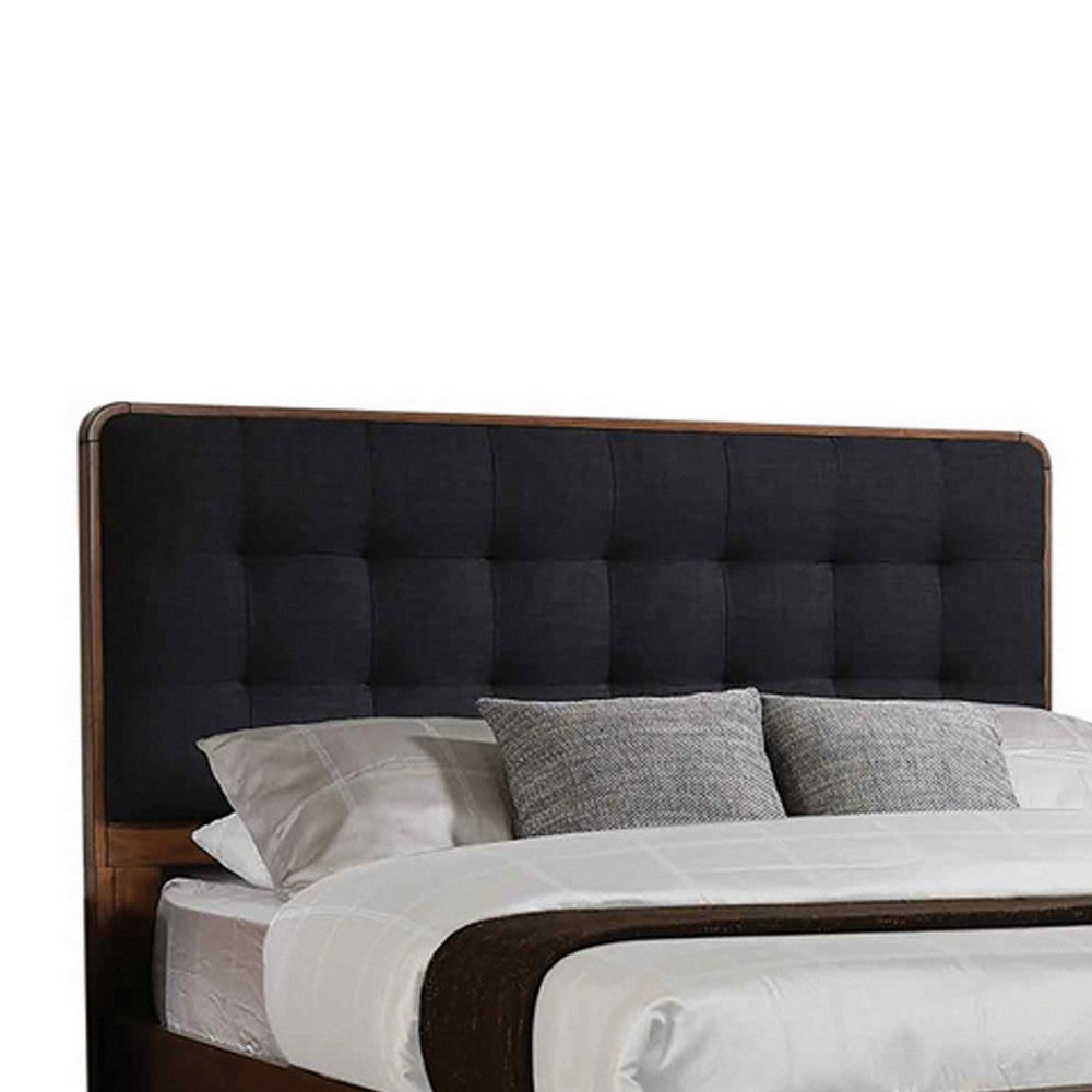 Queen Bedroom Set, Gray, Brown Wood, 3 Piece Set with 2 Nightstands