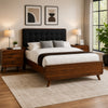 Queen Bedroom Set, Gray, Brown Wood, 3 Piece Set with 2 Nightstands