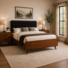 Queen Bedroom Set, Gray, Brown Wood, 3 Piece Set with 2 Nightstands