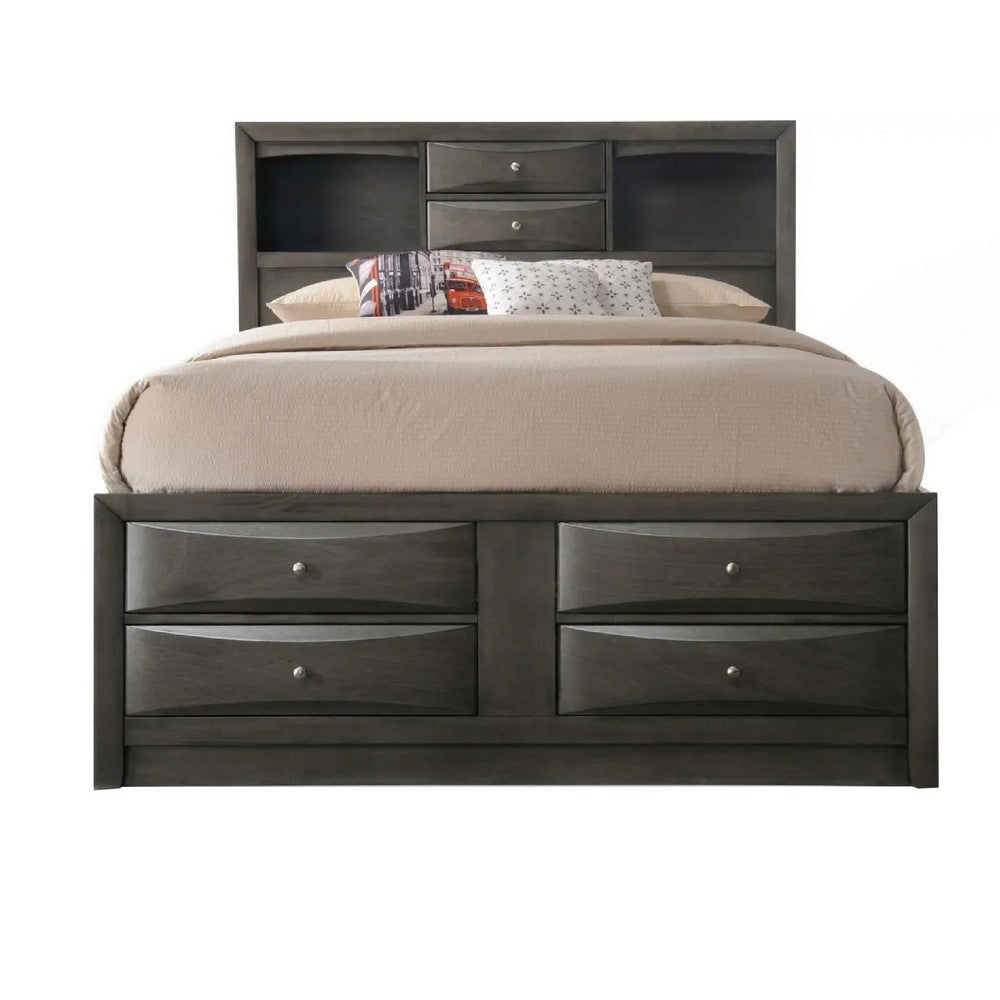 Queen Bedroom Set, Brown Wood, 3 Piece Set with 2 Nightstands