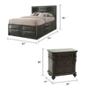 Queen Bedroom Set, Brown Wood, 3 Piece Set with 2 Nightstands