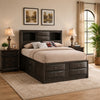 Queen Bedroom Set, Brown Wood, 3 Piece Set with 2 Nightstands