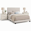 Queen Bedroom Set, Ivory, White, Chrome Wood, 3 Piece Set with 2 Nightstands