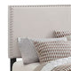 Queen Bedroom Set, Ivory, White, Chrome Wood, 3 Piece Set with 2 Nightstands