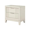 Queen Bedroom Set, Ivory, White, Chrome Wood, 3 Piece Set with 2 Nightstands