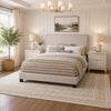 Queen Bedroom Set, Ivory, White, Chrome Wood, 3 Piece Set with 2 Nightstands