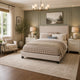 Queen Bedroom Set, Ivory, White, Chrome Wood, 3 Piece Set with 2 Nightstands