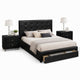 Queen Bedroom Set, Black Wood, 3 Piece Set with 2 Nightstands