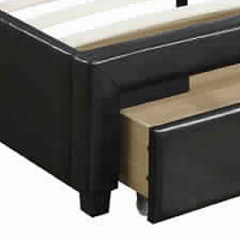 Queen Bedroom Set, Black Wood, 3 Piece Set with 2 Nightstands