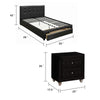 Queen Bedroom Set, Black Wood, 3 Piece Set with 2 Nightstands