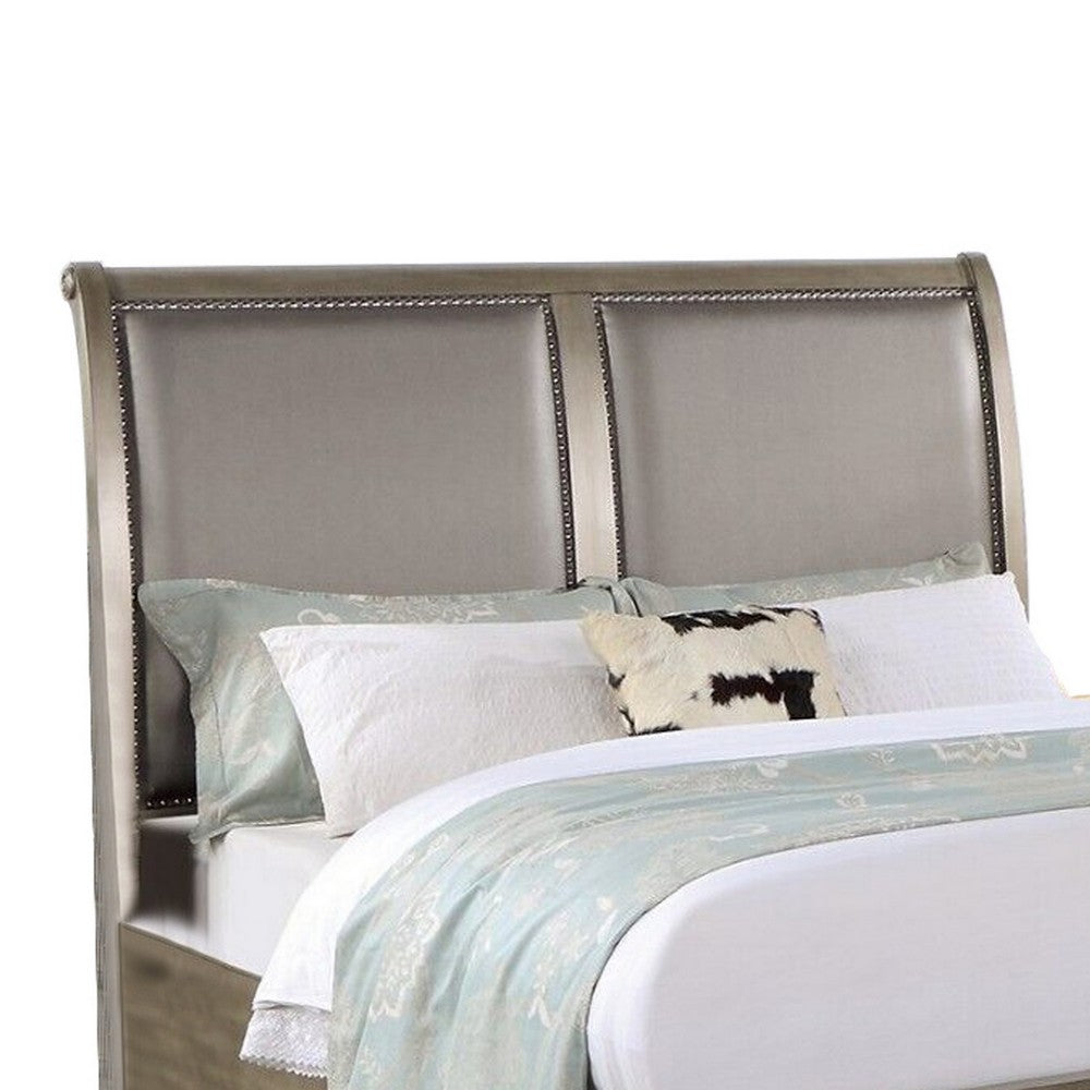 Queen Bedroom Set, Gold Wood, 3 Piece Set with 2 Nightstands