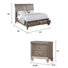 Queen Bedroom Set, Gold Wood, 3 Piece Set with 2 Nightstands