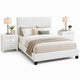 Queen Bedroom Set, White Wood, 3 Piece Set with 2 Nightstands
