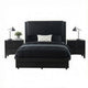 Queen Bedroom Set, Black Wood, 3 Piece Set with 2 Nightstands