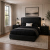 Queen Bedroom Set, Black Wood, 3 Piece Set with 2 Nightstands