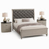 Queen Bedroom Set, Silver/gray, Beige, Black, Silver Wood, 3 Piece Set with 2 Nightstands