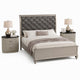 Queen Bedroom Set, Silver/gray, Beige, Black, Silver Wood, 3 Piece Set with 2 Nightstands
