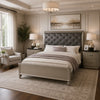 Queen Bedroom Set, Silver/gray, Beige, Black, Silver Wood, 3 Piece Set with 2 Nightstands