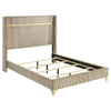 Queen Bedroom Set, Gold, Beige, Black, Silver Wood, 3 Piece Set with 2 Nightstands