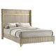 Queen Bedroom Set, Gold, Beige, Black, Silver Wood, 3 Piece Set with 2 Nightstands