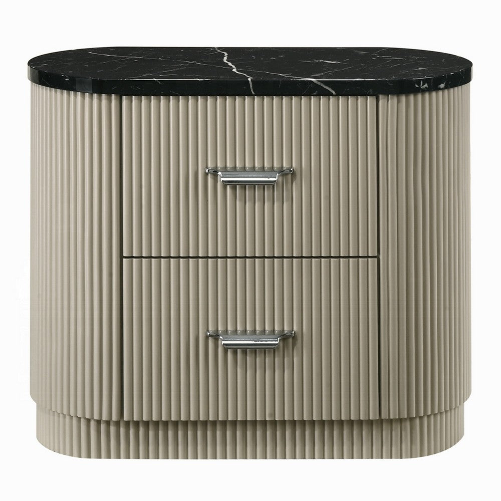 Queen Bedroom Set, Gold, Beige, Black, Silver Wood, 3 Piece Set with 2 Nightstands