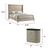 Queen Bedroom Set, Gold, Beige, Black, Silver Wood, 3 Piece Set with 2 Nightstands