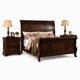 King Bedroom Set, Brown Wood, 3 Piece Set with 2 Nightstands