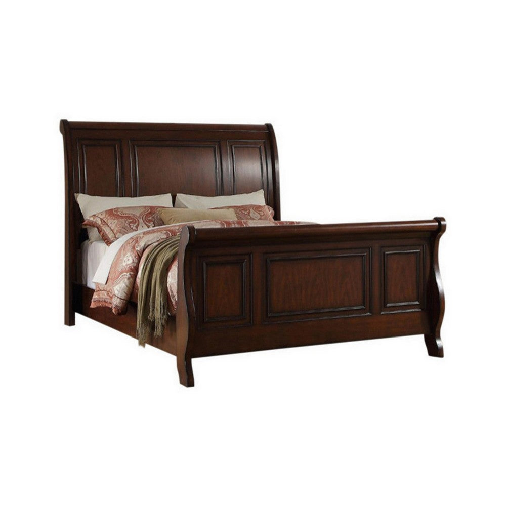 King Bedroom Set, Brown Wood, 3 Piece Set with 2 Nightstands
