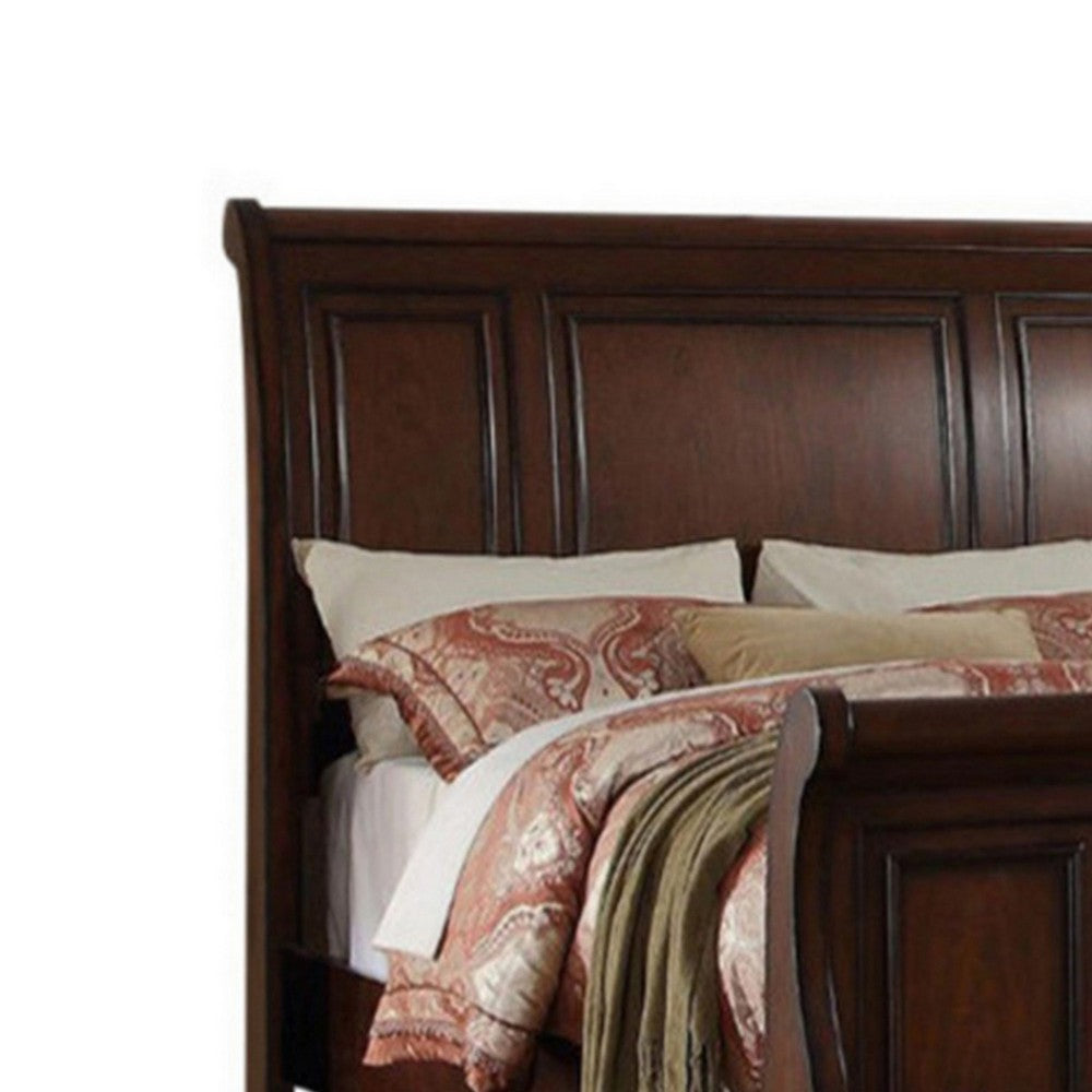 King Bedroom Set, Brown Wood, 3 Piece Set with 2 Nightstands
