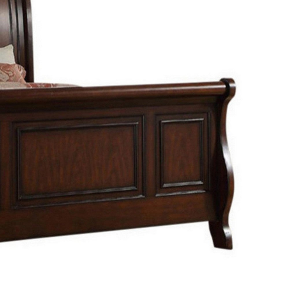 King Bedroom Set, Brown Wood, 3 Piece Set with 2 Nightstands