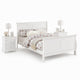 King Bedroom Set, White Wood, 3 Piece Set with 2 Nightstands