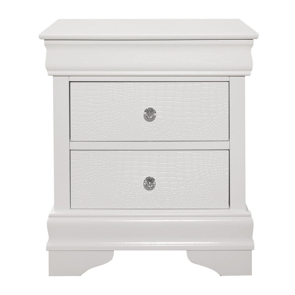King Bedroom Set, White Wood, 3 Piece Set with 2 Nightstands