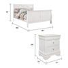 King Bedroom Set, White Wood, 3 Piece Set with 2 Nightstands