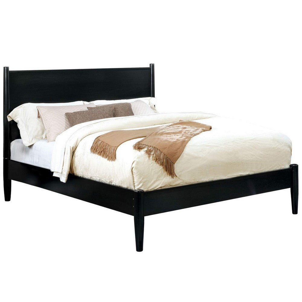 California King Bedroom Set, Black Wood, 3 Piece Set with 2 Nightstands