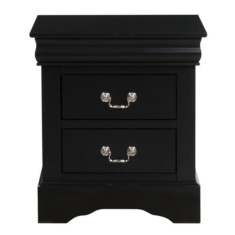 California King Bedroom Set, Black Wood, 3 Piece Set with 2 Nightstands
