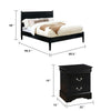California King Bedroom Set, Black Wood, 3 Piece Set with 2 Nightstands