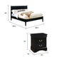 California King Bedroom Set, Black Wood, 3 Piece Set with 2 Nightstands