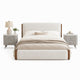 King Bedroom Set, White, Brown, Light Gray, Silver, White, Chrome Wood, 3 Piece Set with 2 Nightstands