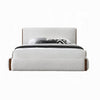 King Bedroom Set, White, Brown, Light Gray, Silver, White, Chrome Wood, 3 Piece Set with 2 Nightstands