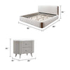 King Bedroom Set, White, Brown, Light Gray, Silver, White, Chrome Wood, 3 Piece Set with 2 Nightstands