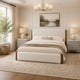 King Bedroom Set, White, Brown, Light Gray, Silver, White, Chrome Wood, 3 Piece Set with 2 Nightstands