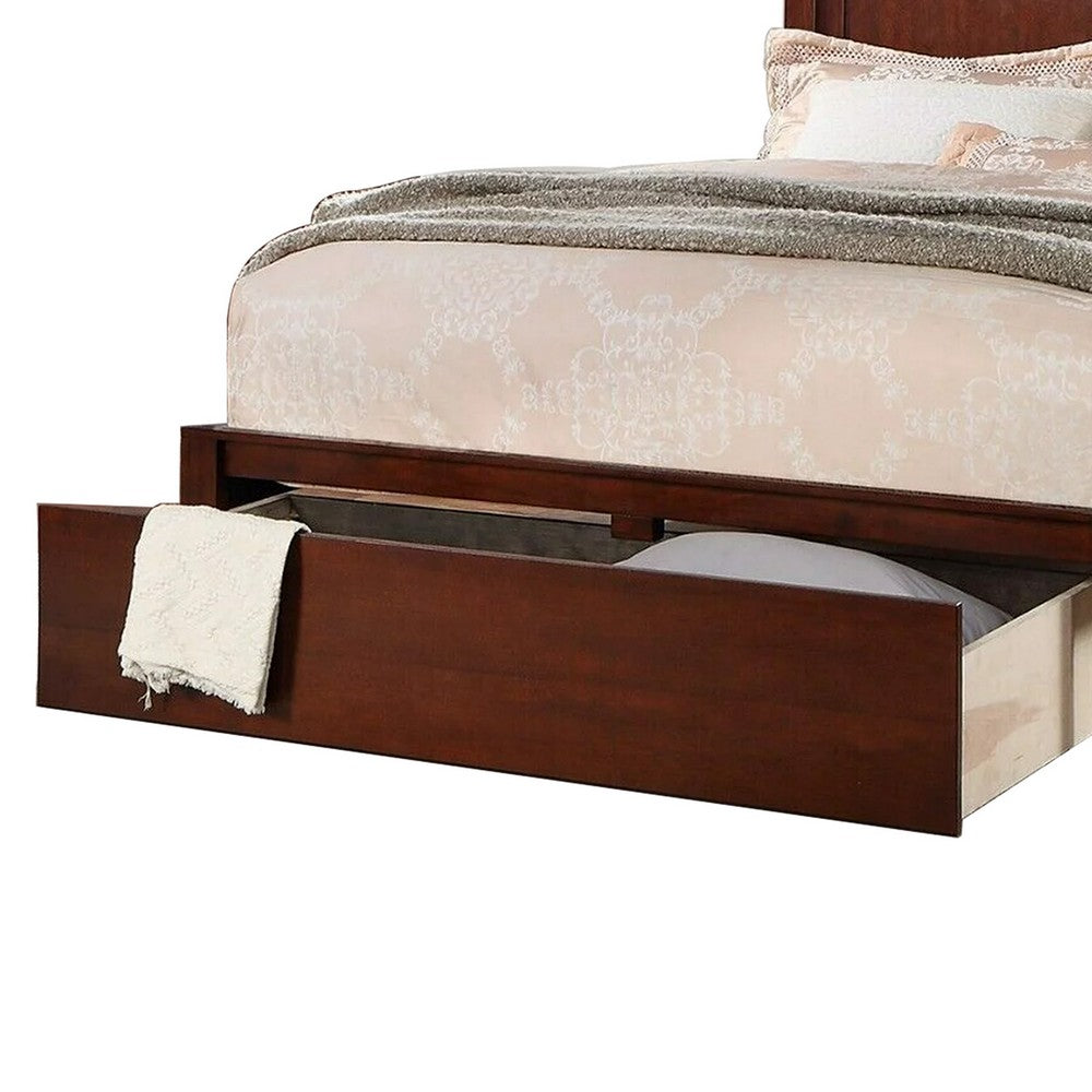 California King Bedroom Set, Cherry Brown, Bronze Wood, 3 Piece Set with 2 Nightstands